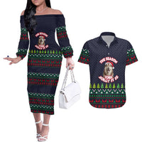 The Season To Be Jolly Siberian Husky Xmas Ball Christmas Couples Matching Off The Shoulder Long Sleeve Dress and Hawaiian Shirt Xmas Holiday Patterns - Wonder Print Shop