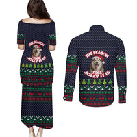 The Season To Be Jolly Siberian Husky Xmas Ball Christmas Couples Matching Puletasi and Long Sleeve Button Shirt Xmas Holiday Patterns - Wonder Print Shop