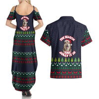 The Season To Be Jolly Siberian Husky Xmas Ball Christmas Couples Matching Summer Maxi Dress and Hawaiian Shirt Xmas Holiday Patterns - Wonder Print Shop