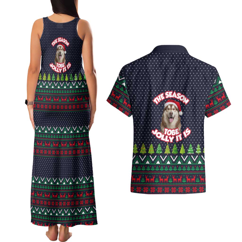 The Season To Be Jolly Siberian Husky Xmas Ball Christmas Couples Matching Tank Maxi Dress and Hawaiian Shirt Xmas Holiday Patterns - Wonder Print Shop