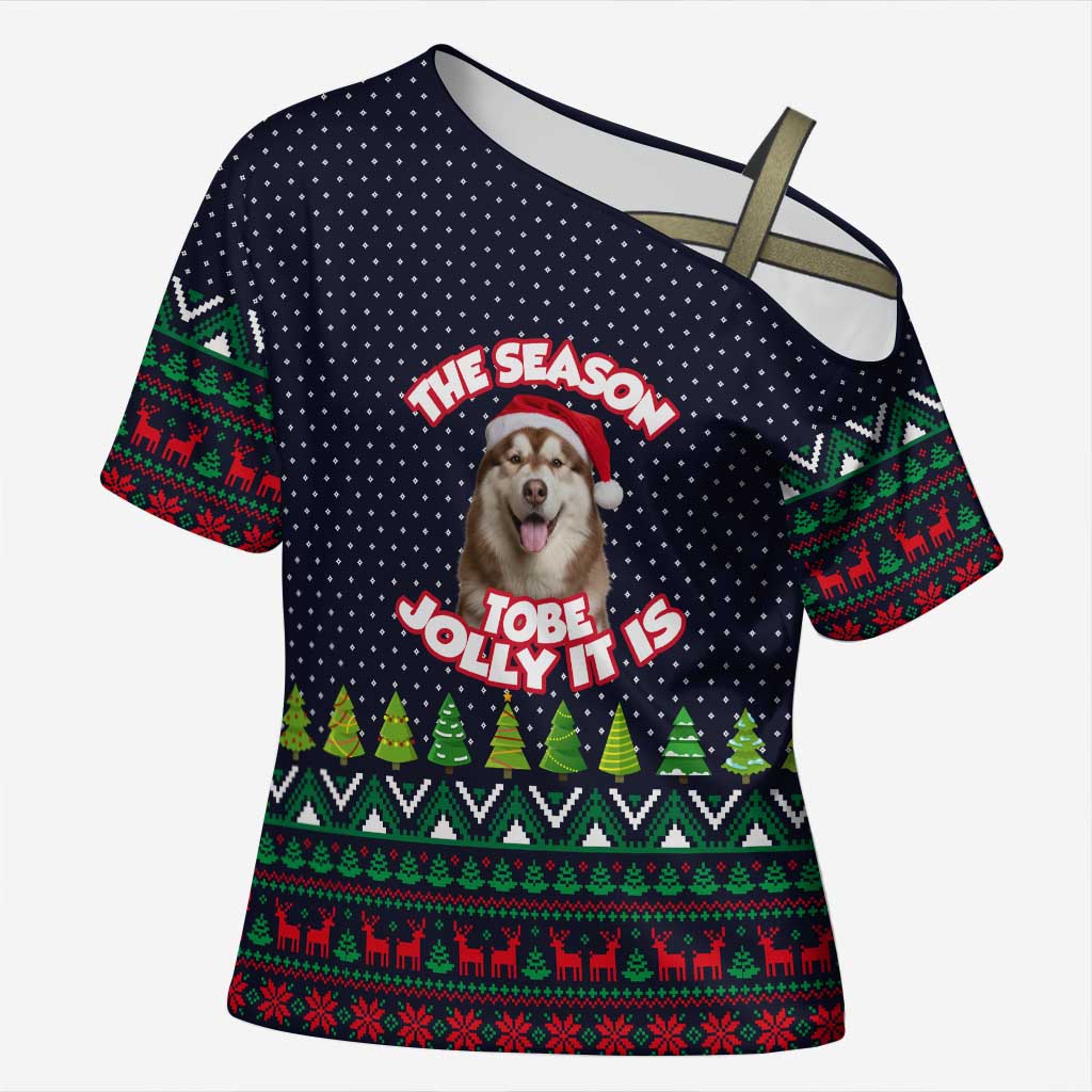 The Season To Be Jolly Siberian Husky Xmas Ball Christmas Cross Shoulder Shirt Xmas Holiday Patterns - Wonder Print Shop