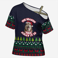 The Season To Be Jolly Siberian Husky Xmas Ball Christmas Cross Shoulder Shirt Xmas Holiday Patterns - Wonder Print Shop