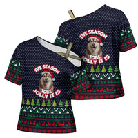 The Season To Be Jolly Siberian Husky Xmas Ball Christmas Cross Shoulder Shirt Xmas Holiday Patterns - Wonder Print Shop