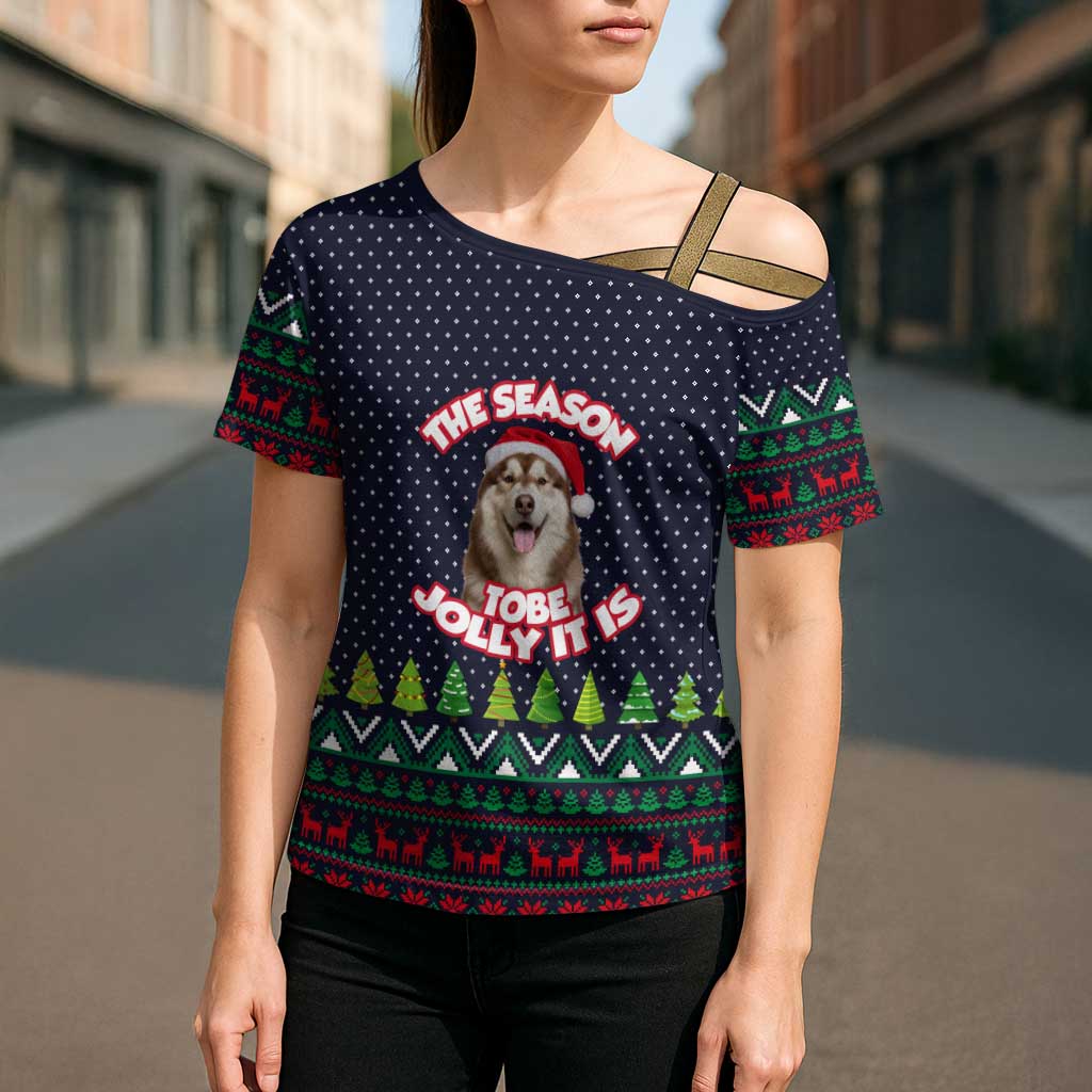 The Season To Be Jolly Siberian Husky Xmas Ball Christmas Cross Shoulder Shirt Xmas Holiday Patterns - Wonder Print Shop
