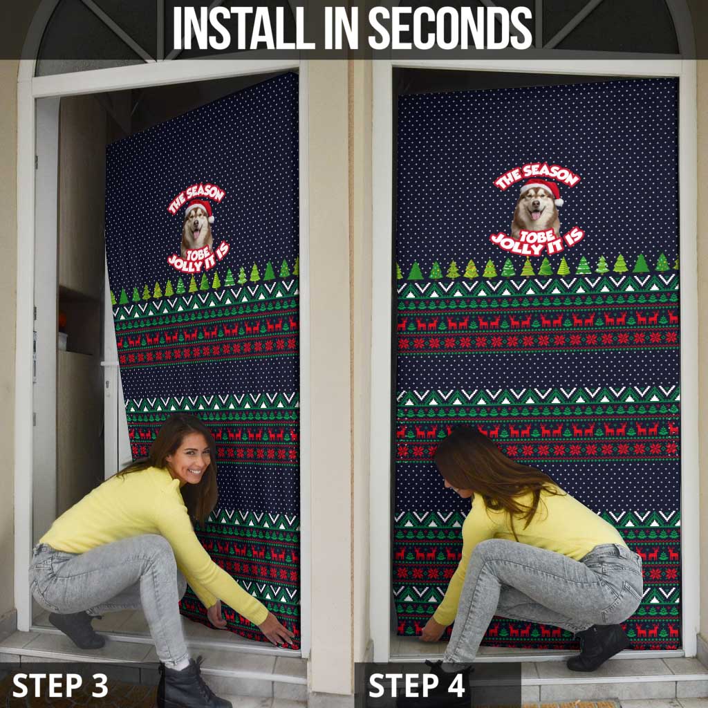 The Season To Be Jolly Siberian Husky Xmas Ball Christmas Door Cover Xmas Holiday Patterns - Wonder Print Shop