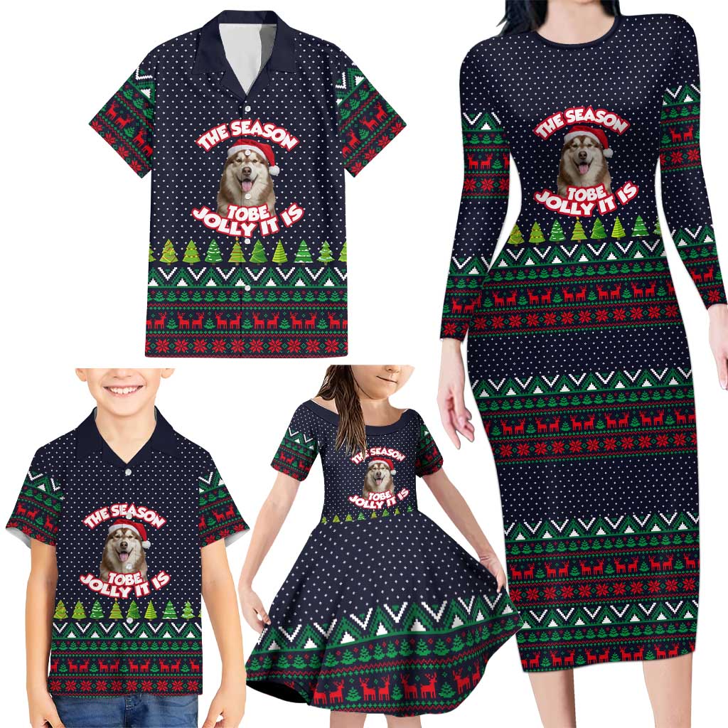 The Season To Be Jolly Siberian Husky Xmas Ball Christmas Family Matching Long Sleeve Bodycon Dress and Hawaiian Shirt Xmas Holiday Patterns - Wonder Print Shop