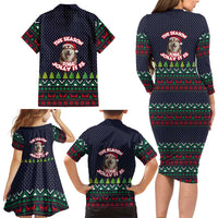 The Season To Be Jolly Siberian Husky Xmas Ball Christmas Family Matching Long Sleeve Bodycon Dress and Hawaiian Shirt Xmas Holiday Patterns - Wonder Print Shop
