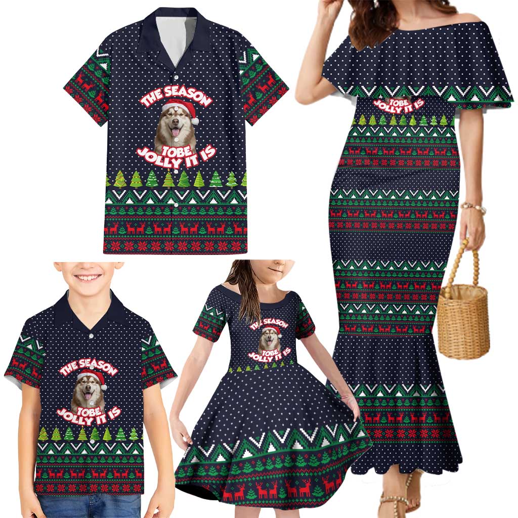 The Season To Be Jolly Siberian Husky Xmas Ball Christmas Family Matching Mermaid Dress and Hawaiian Shirt Xmas Holiday Patterns - Wonder Print Shop