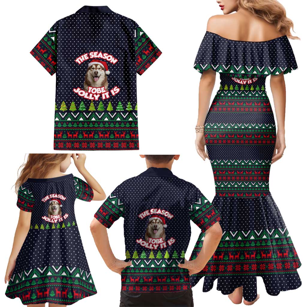 The Season To Be Jolly Siberian Husky Xmas Ball Christmas Family Matching Mermaid Dress and Hawaiian Shirt Xmas Holiday Patterns - Wonder Print Shop