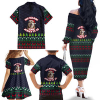 The Season To Be Jolly Siberian Husky Xmas Ball Christmas Family Matching Off The Shoulder Long Sleeve Dress and Hawaiian Shirt Xmas Holiday Patterns - Wonder Print Shop