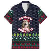 The Season To Be Jolly Siberian Husky Xmas Ball Christmas Family Matching Off Shoulder Maxi Dress and Hawaiian Shirt Xmas Holiday Patterns - Wonder Print Shop
