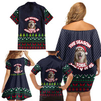 The Season To Be Jolly Siberian Husky Xmas Ball Christmas Family Matching Off Shoulder Short Dress and Hawaiian Shirt Xmas Holiday Patterns - Wonder Print Shop