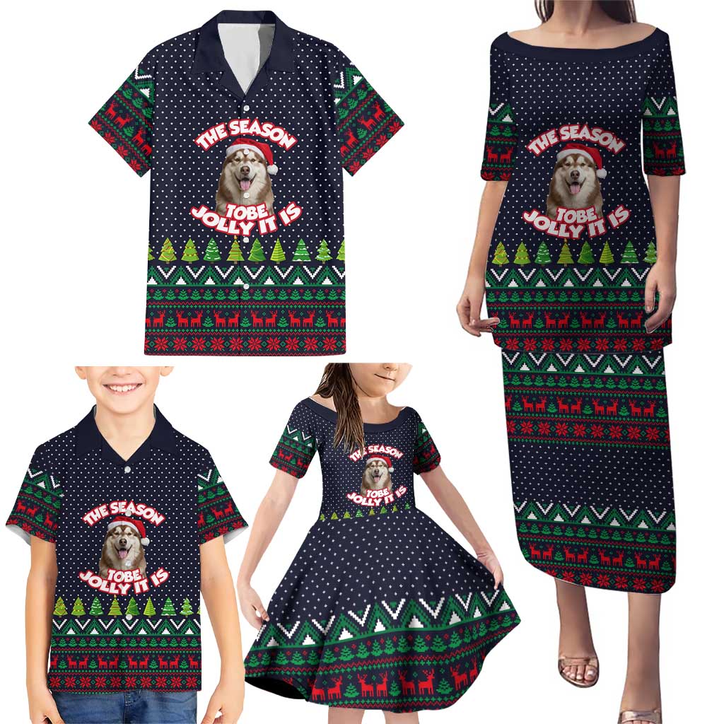 The Season To Be Jolly Siberian Husky Xmas Ball Christmas Family Matching Puletasi and Hawaiian Shirt Xmas Holiday Patterns - Wonder Print Shop