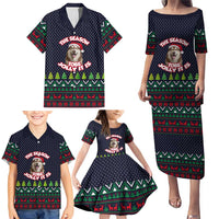 The Season To Be Jolly Siberian Husky Xmas Ball Christmas Family Matching Puletasi and Hawaiian Shirt Xmas Holiday Patterns - Wonder Print Shop