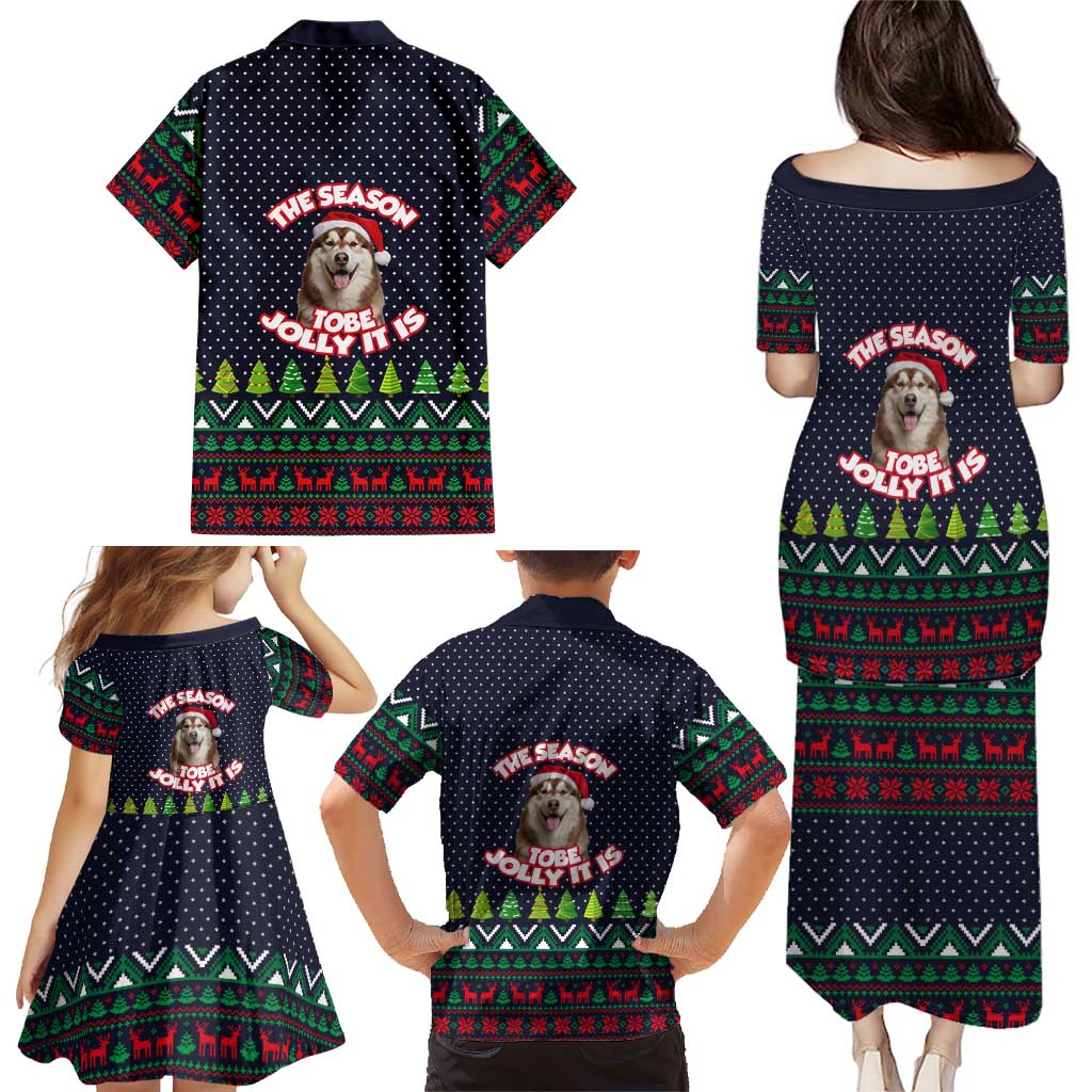 The Season To Be Jolly Siberian Husky Xmas Ball Christmas Family Matching Puletasi and Hawaiian Shirt Xmas Holiday Patterns - Wonder Print Shop