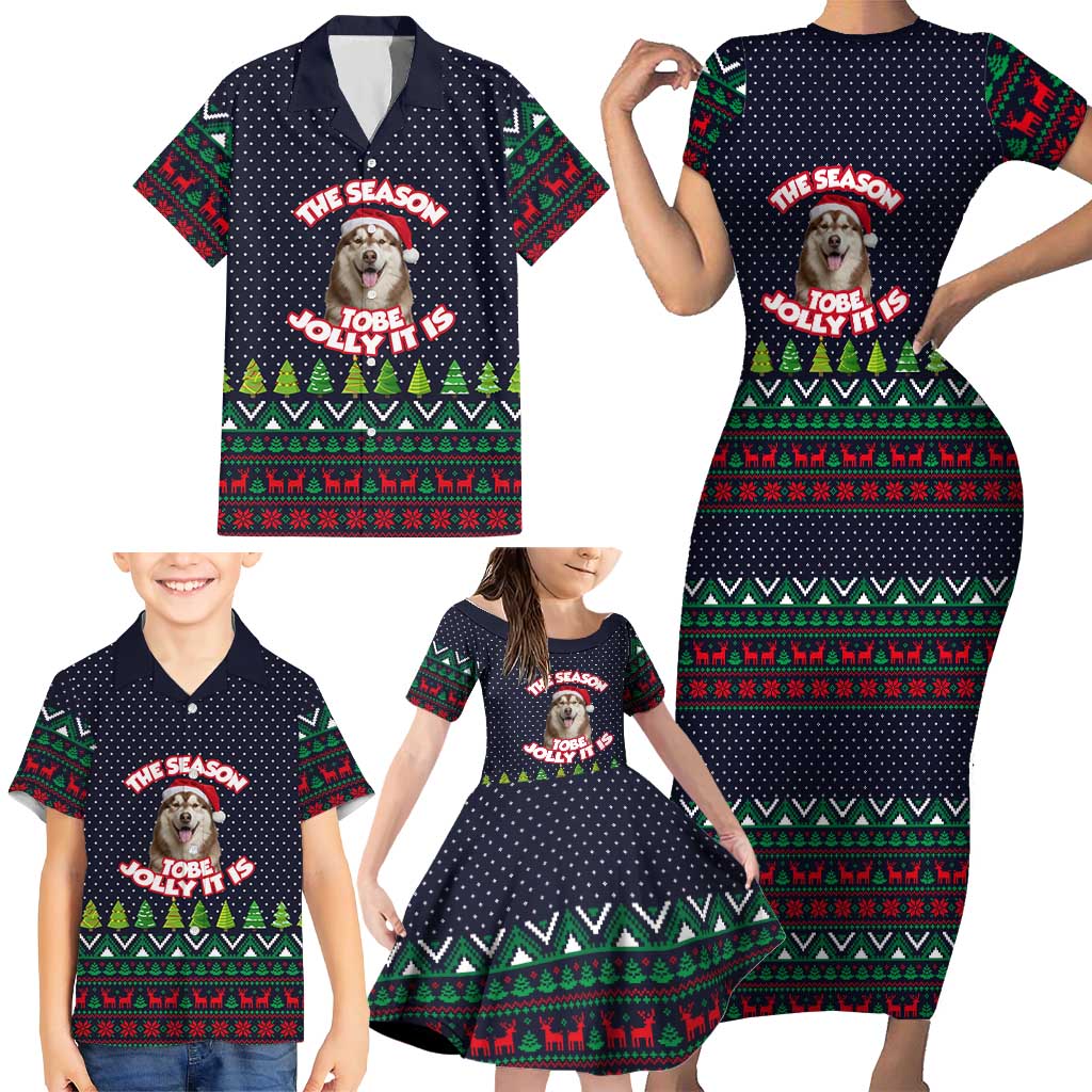 The Season To Be Jolly Siberian Husky Xmas Ball Christmas Family Matching Short Sleeve Bodycon Dress and Hawaiian Shirt Xmas Holiday Patterns - Wonder Print Shop