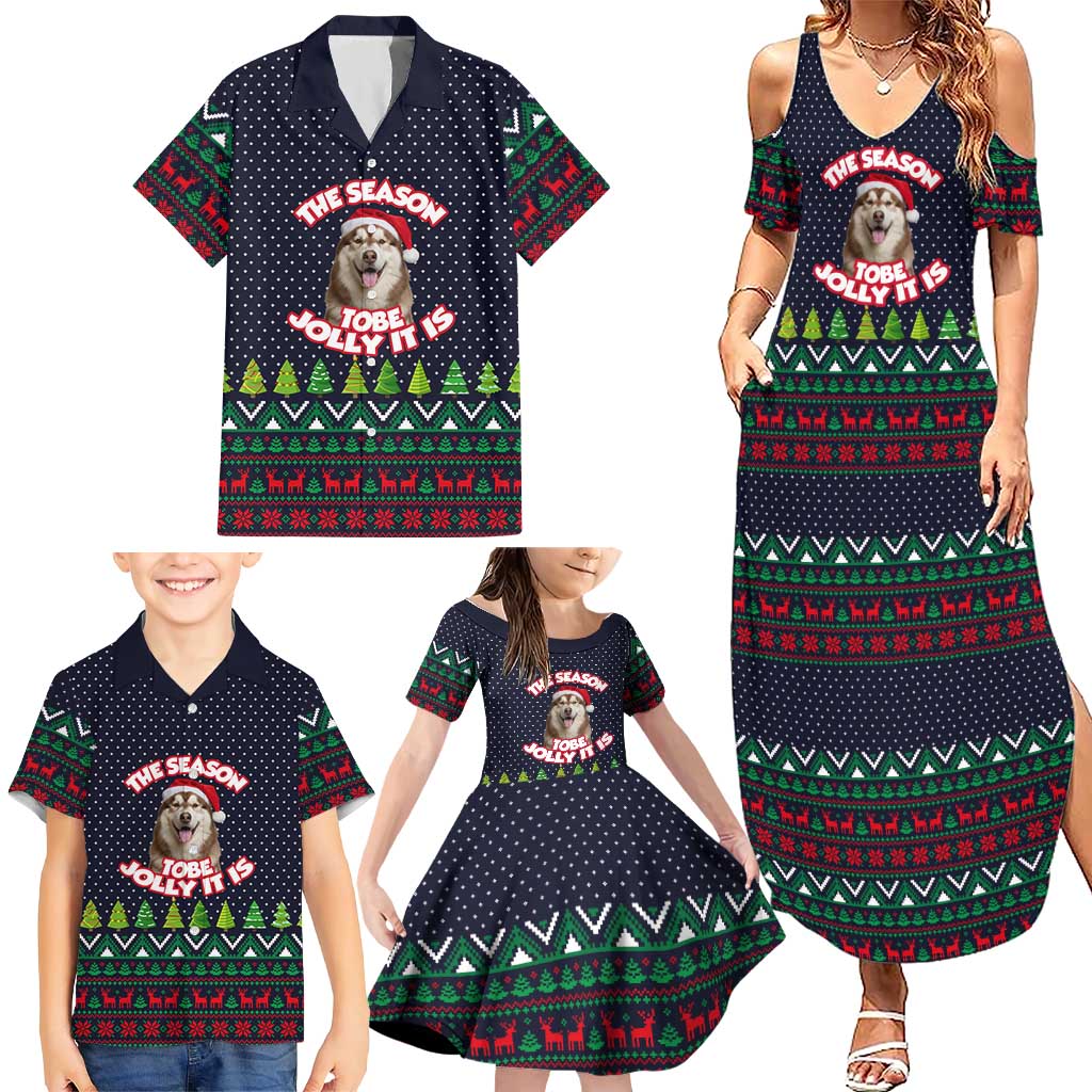 The Season To Be Jolly Siberian Husky Xmas Ball Christmas Family Matching Summer Maxi Dress and Hawaiian Shirt Xmas Holiday Patterns - Wonder Print Shop