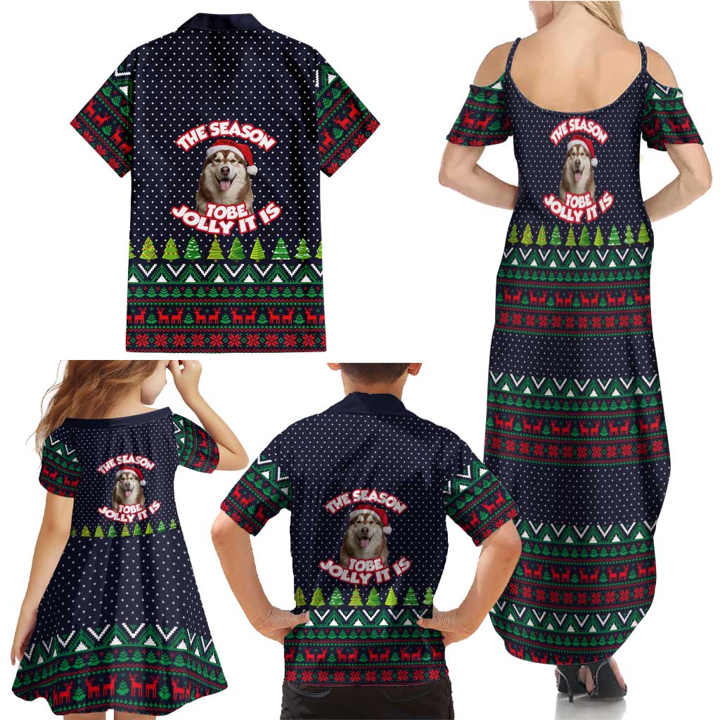 The Season To Be Jolly Siberian Husky Xmas Ball Christmas Family Matching Summer Maxi Dress and Hawaiian Shirt Xmas Holiday Patterns - Wonder Print Shop