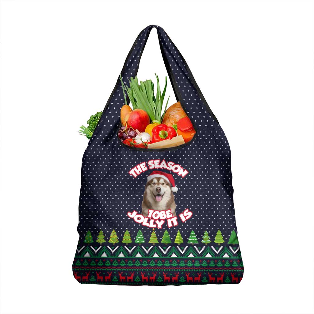 The Season To Be Jolly Siberian Husky Xmas Ball Christmas Grocery Bag Xmas Holiday Patterns - Wonder Print Shop