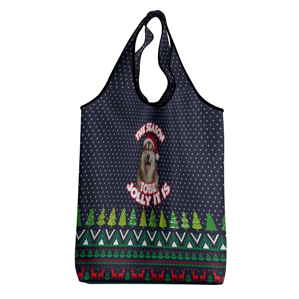 The Season To Be Jolly Siberian Husky Xmas Ball Christmas Grocery Bag Xmas Holiday Patterns - Wonder Print Shop