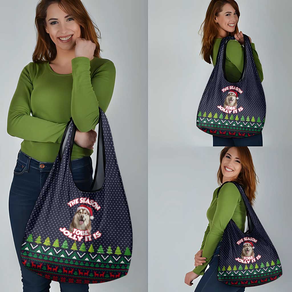 The Season To Be Jolly Siberian Husky Xmas Ball Christmas Grocery Bag Xmas Holiday Patterns - Wonder Print Shop