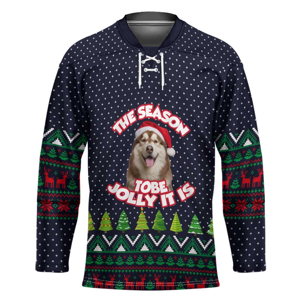 The Season To Be Jolly Siberian Husky Xmas Ball Christmas Hockey Jersey Xmas Holiday Patterns - Wonder Print Shop