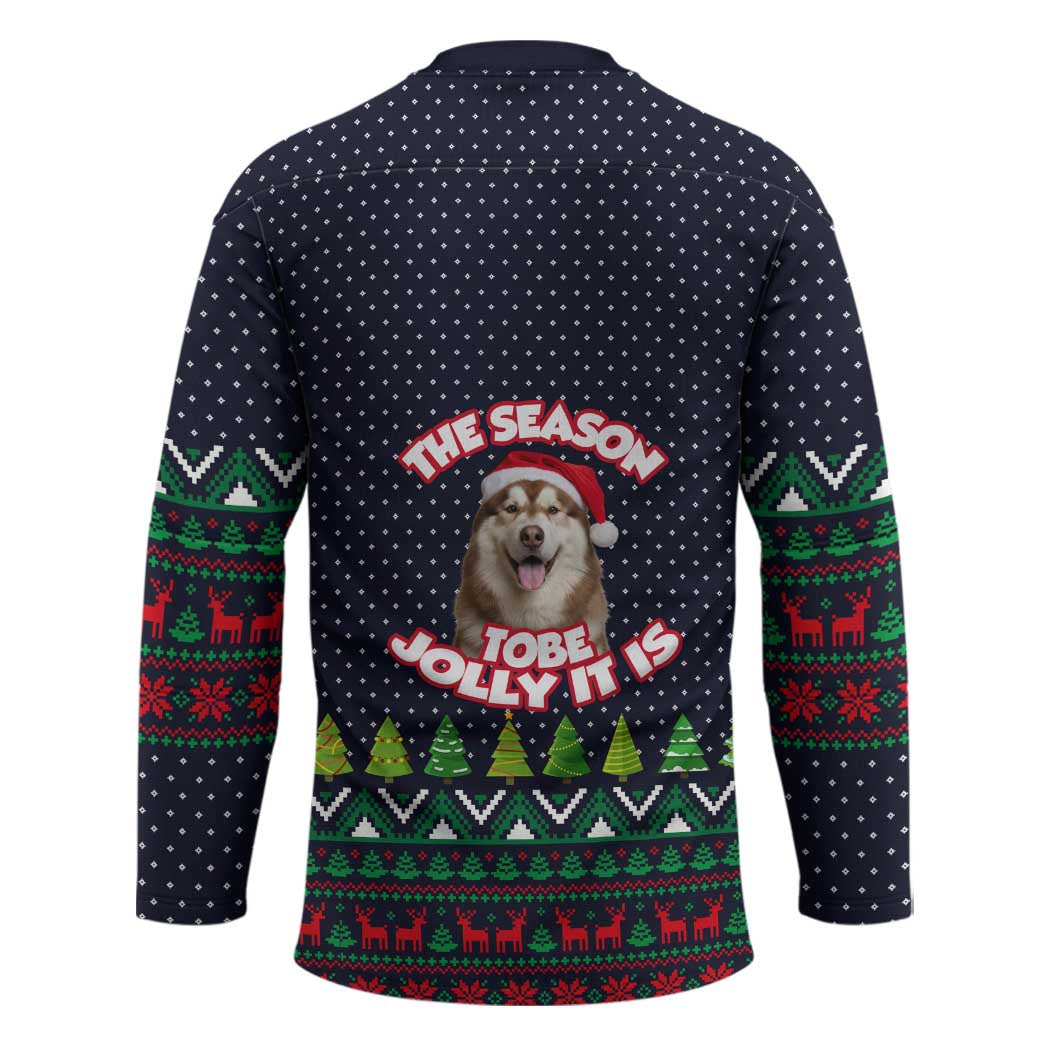 The Season To Be Jolly Siberian Husky Xmas Ball Christmas Hockey Jersey Xmas Holiday Patterns - Wonder Print Shop