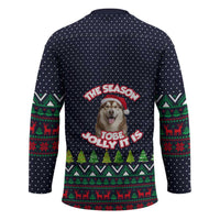 The Season To Be Jolly Siberian Husky Xmas Ball Christmas Hockey Jersey Xmas Holiday Patterns - Wonder Print Shop