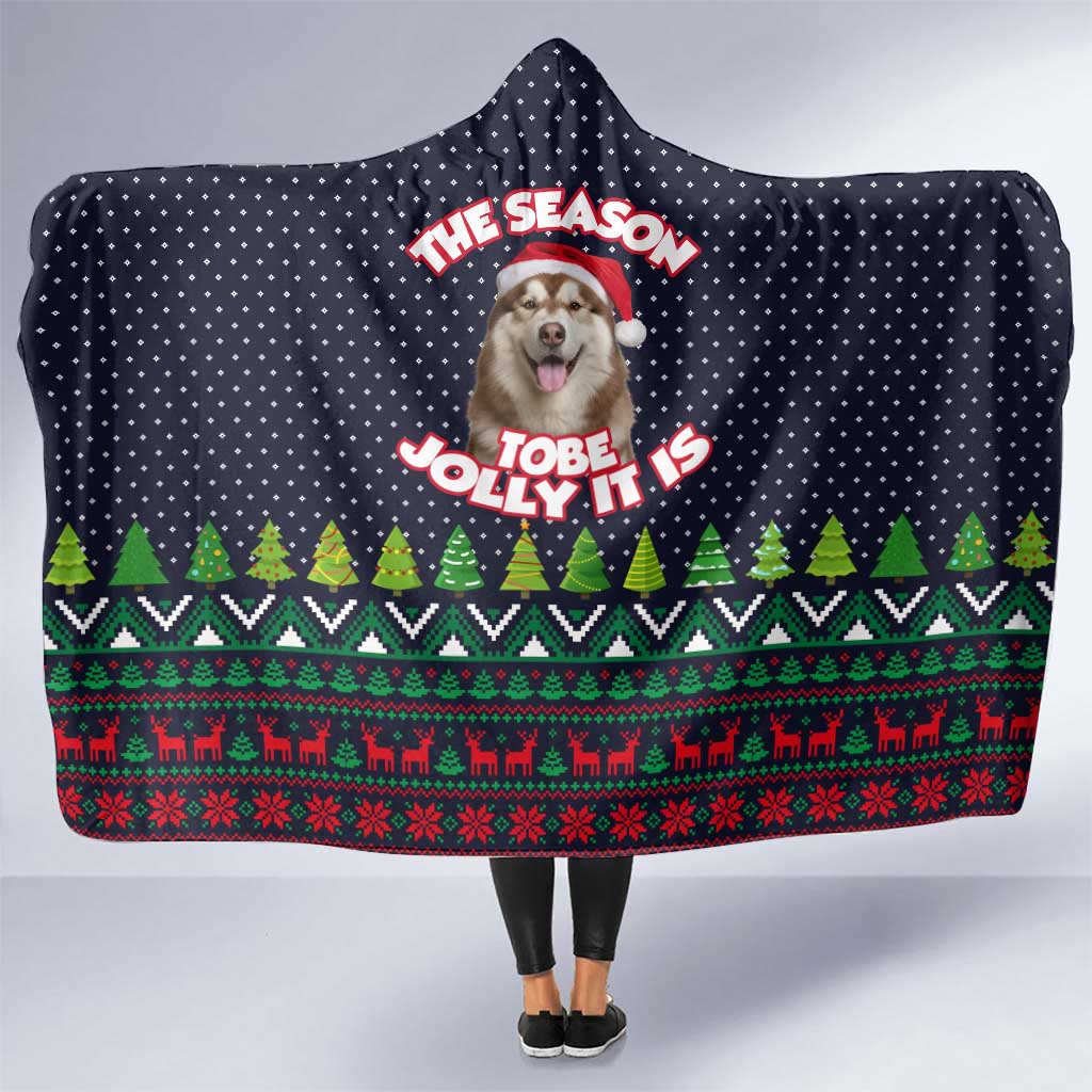The Season To Be Jolly Siberian Husky Xmas Ball Christmas Hooded Blanket Xmas Holiday Patterns - Wonder Print Shop
