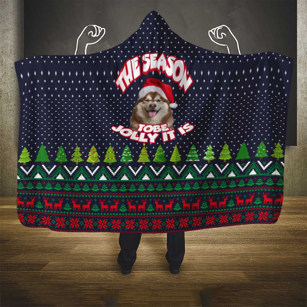 The Season To Be Jolly Siberian Husky Xmas Ball Christmas Hooded Blanket Xmas Holiday Patterns - Wonder Print Shop