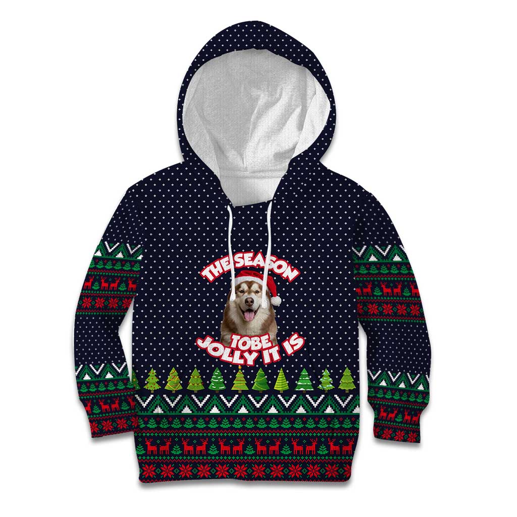 The Season To Be Jolly Siberian Husky Xmas Ball Christmas Kid Hoodie Xmas Holiday Patterns - Wonder Print Shop