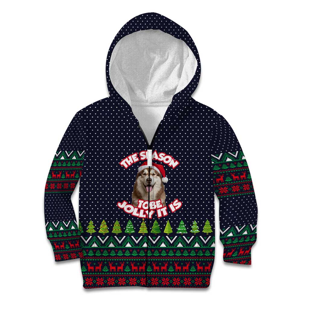 The Season To Be Jolly Siberian Husky Xmas Ball Christmas Kid Hoodie Xmas Holiday Patterns - Wonder Print Shop