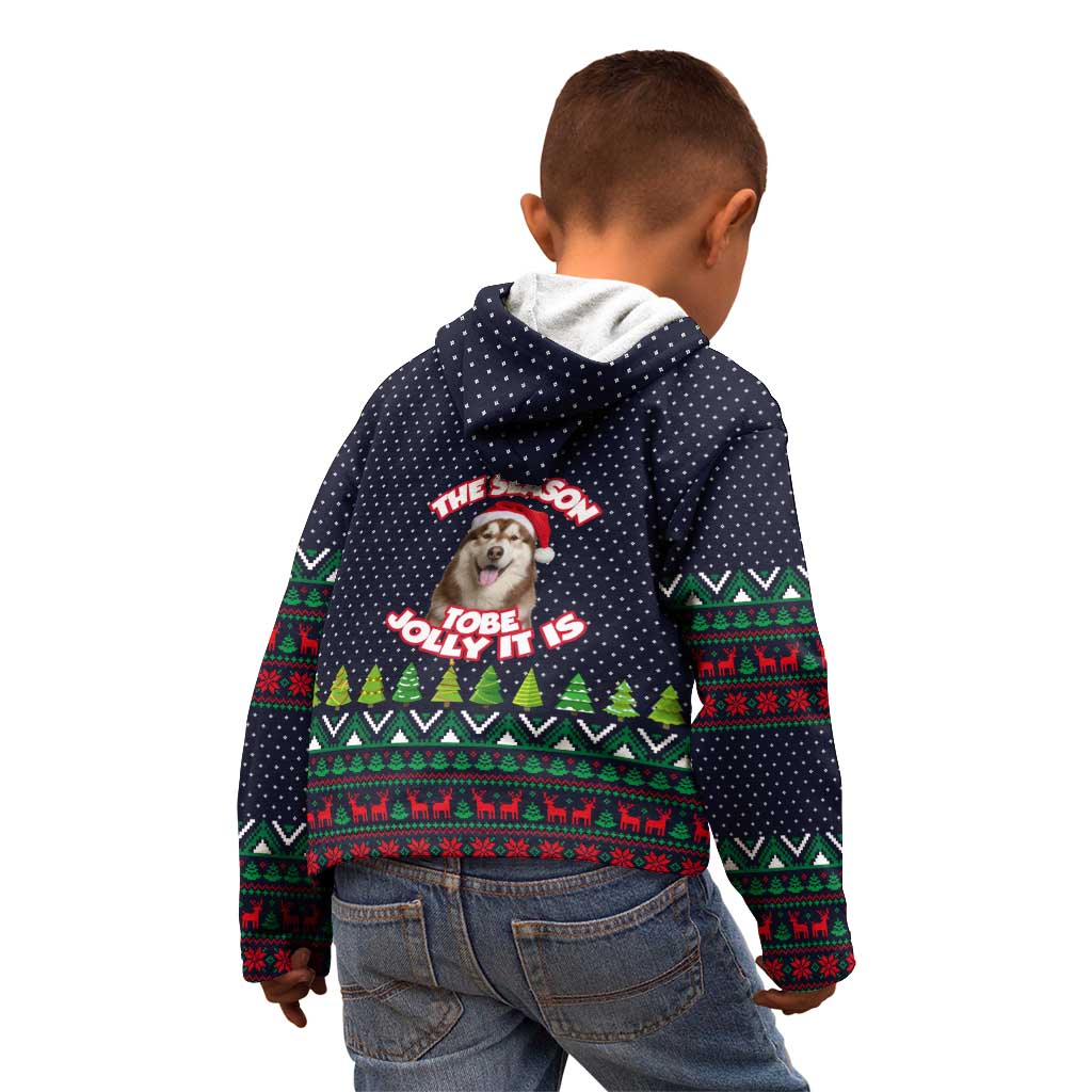 The Season To Be Jolly Siberian Husky Xmas Ball Christmas Kid Hoodie Xmas Holiday Patterns - Wonder Print Shop