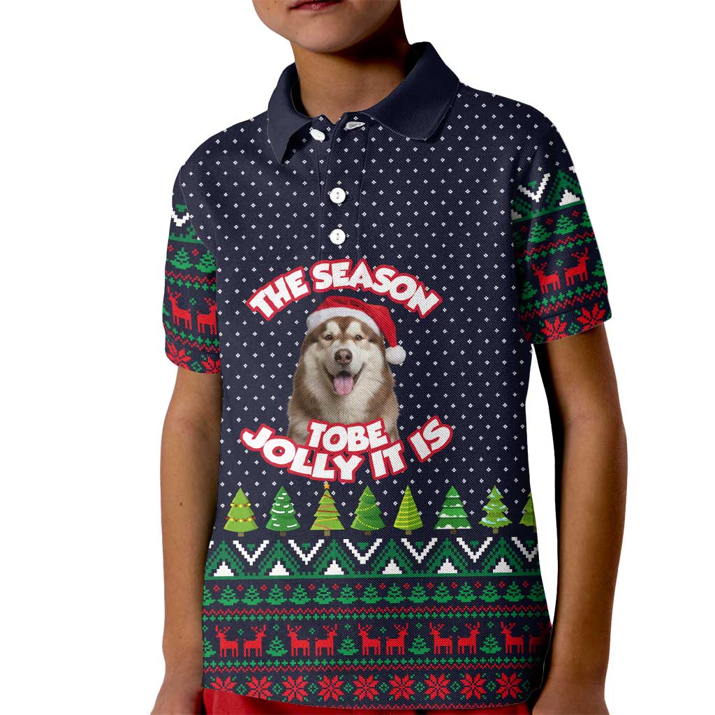 The Season To Be Jolly Siberian Husky Xmas Ball Christmas Kid Polo Shirt Xmas Holiday Patterns - Wonder Print Shop