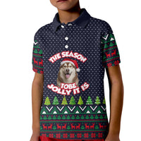 The Season To Be Jolly Siberian Husky Xmas Ball Christmas Kid Polo Shirt Xmas Holiday Patterns - Wonder Print Shop