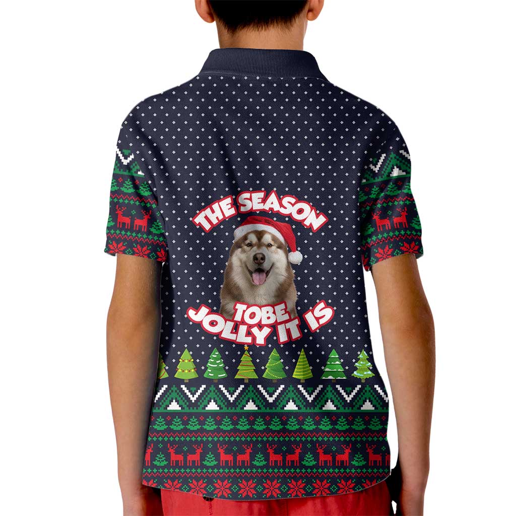 The Season To Be Jolly Siberian Husky Xmas Ball Christmas Kid Polo Shirt Xmas Holiday Patterns - Wonder Print Shop