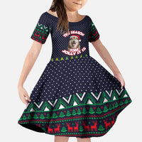 The Season To Be Jolly Siberian Husky Xmas Ball Christmas Kid Short Sleeve Dress Xmas Holiday Patterns - Wonder Print Shop