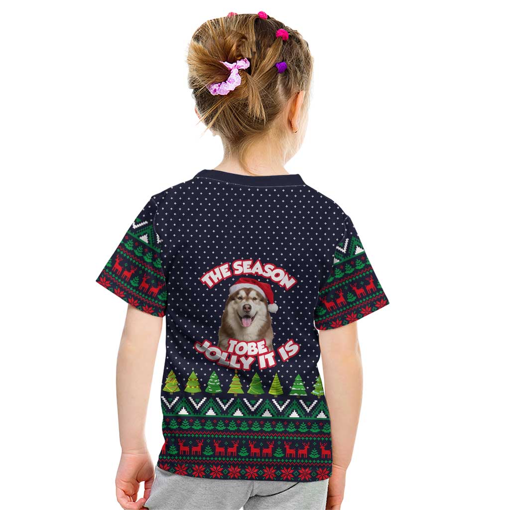 The Season To Be Jolly Siberian Husky Xmas Ball Christmas Kid T Shirt Xmas Holiday Patterns - Wonder Print Shop
