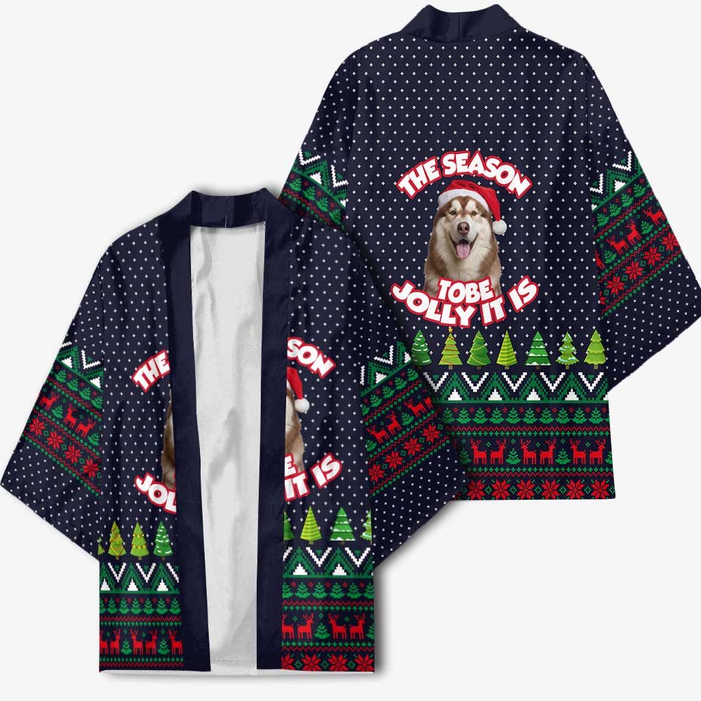 The Season To Be Jolly Siberian Husky Xmas Ball Christmas Kimono Xmas Holiday Patterns - Wonder Print Shop