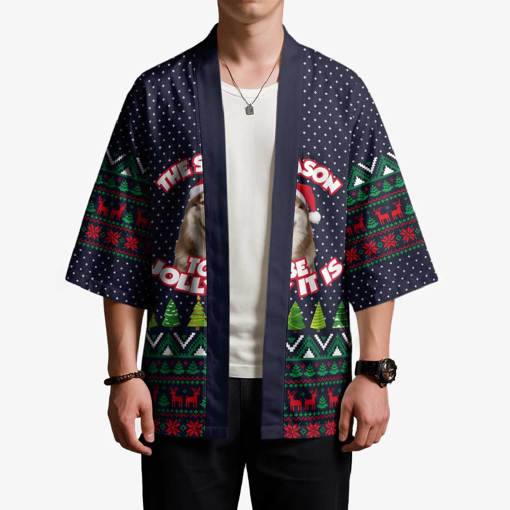 The Season To Be Jolly Siberian Husky Xmas Ball Christmas Kimono Xmas Holiday Patterns - Wonder Print Shop