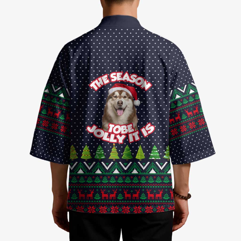 The Season To Be Jolly Siberian Husky Xmas Ball Christmas Kimono Xmas Holiday Patterns - Wonder Print Shop