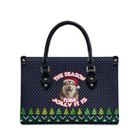 The Season To Be Jolly Siberian Husky Xmas Ball Christmas Leather Bag Xmas Holiday Patterns - Wonder Print Shop