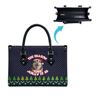 The Season To Be Jolly Siberian Husky Xmas Ball Christmas Leather Bag Xmas Holiday Patterns - Wonder Print Shop
