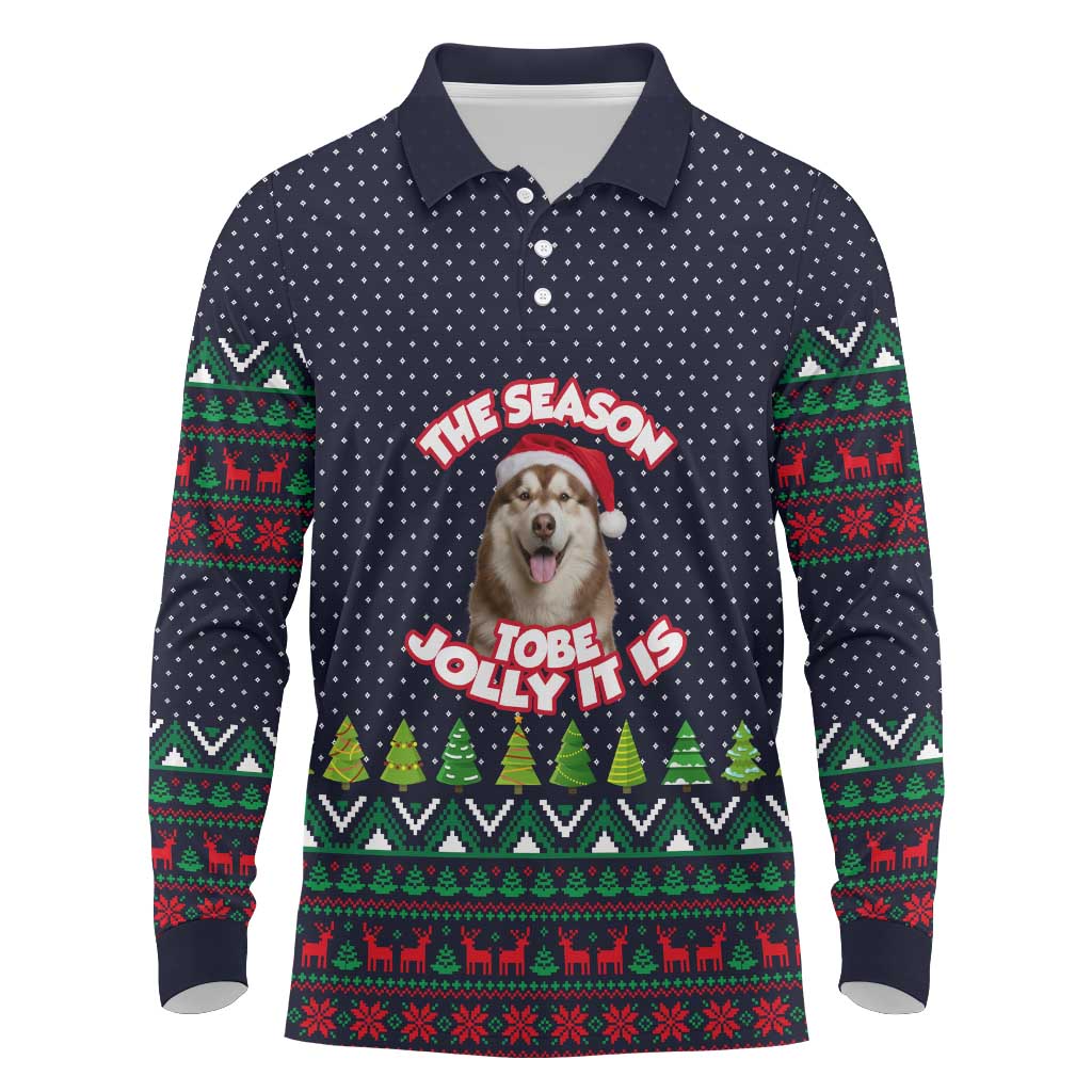 The Season To Be Jolly Siberian Husky Xmas Ball Christmas Long Sleeve Polo Shirt Xmas Holiday Patterns - Wonder Print Shop