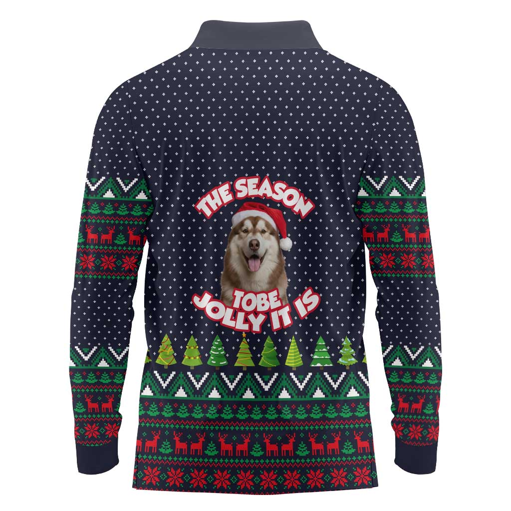 The Season To Be Jolly Siberian Husky Xmas Ball Christmas Long Sleeve Polo Shirt Xmas Holiday Patterns - Wonder Print Shop