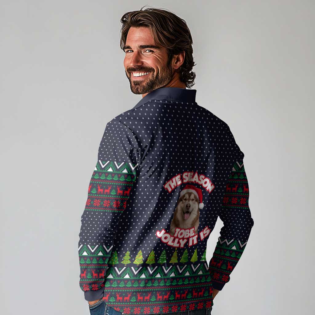 The Season To Be Jolly Siberian Husky Xmas Ball Christmas Long Sleeve Polo Shirt Xmas Holiday Patterns - Wonder Print Shop