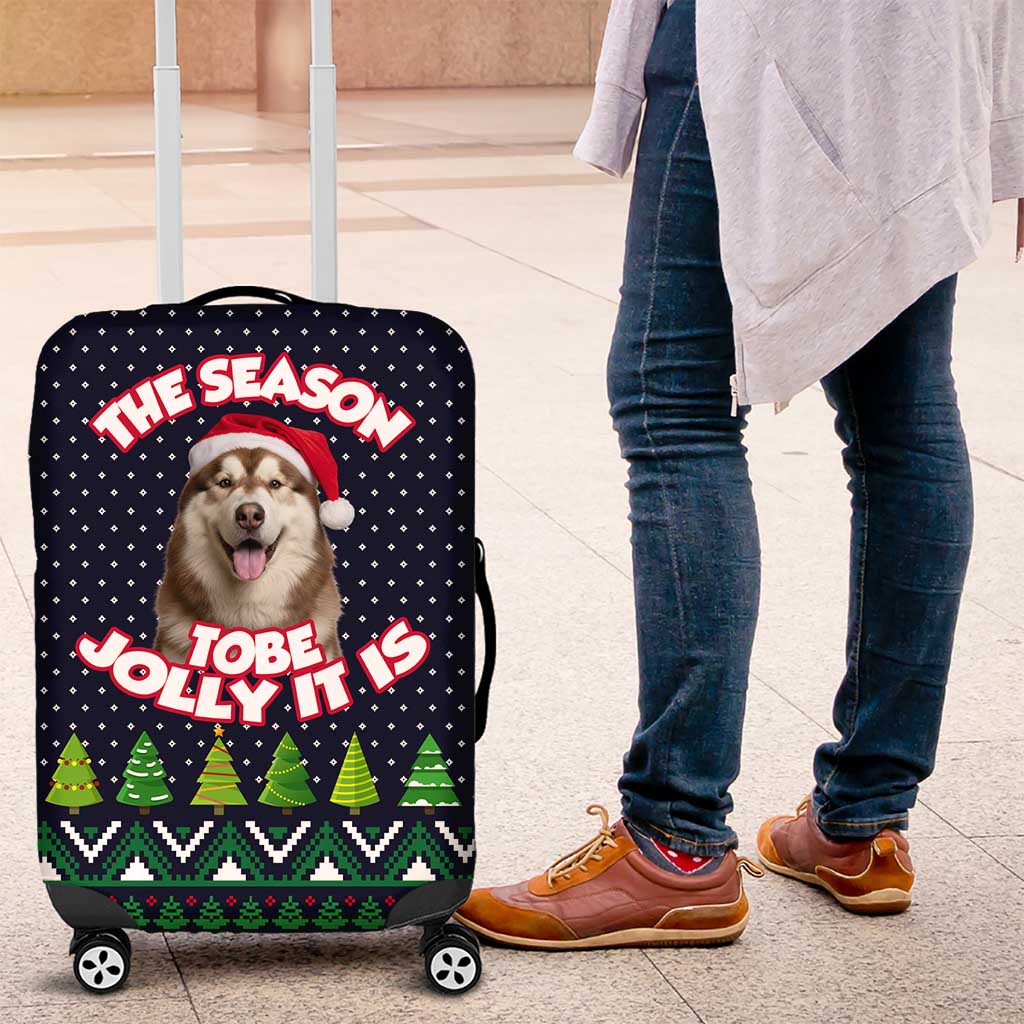 The Season To Be Jolly Siberian Husky Xmas Ball Christmas Luggage Cover Xmas Holiday Patterns - Wonder Print Shop