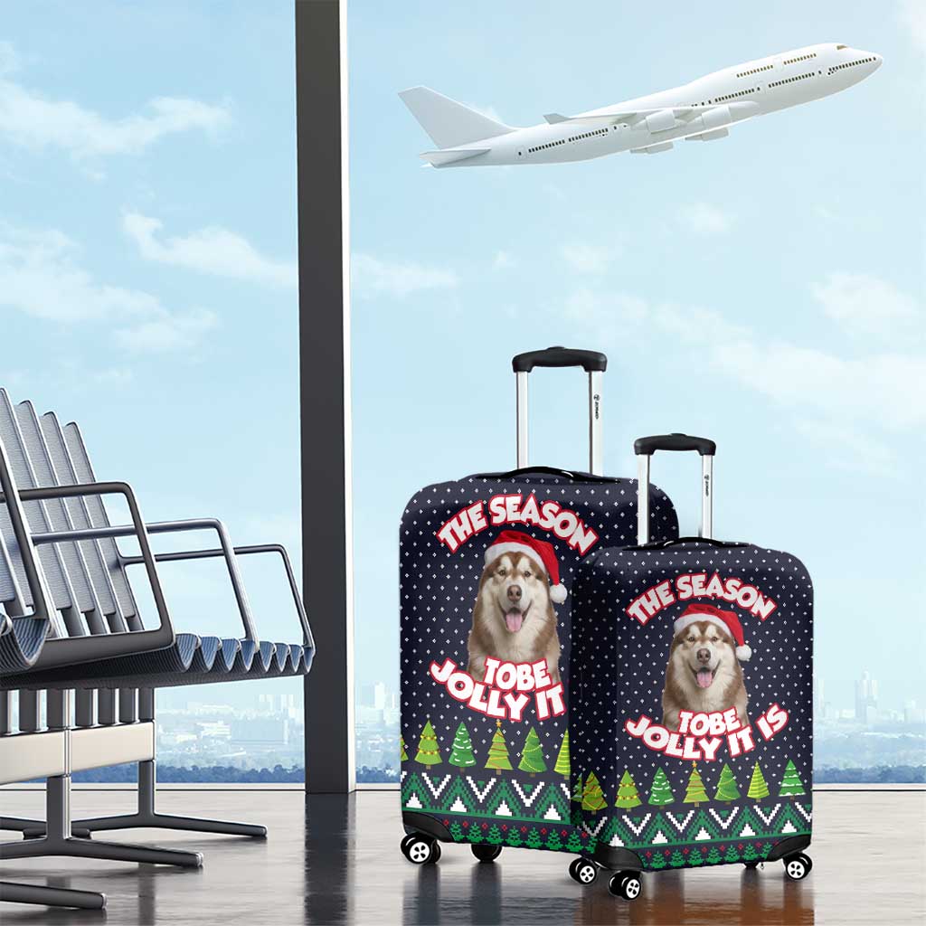 The Season To Be Jolly Siberian Husky Xmas Ball Christmas Luggage Cover Xmas Holiday Patterns - Wonder Print Shop
