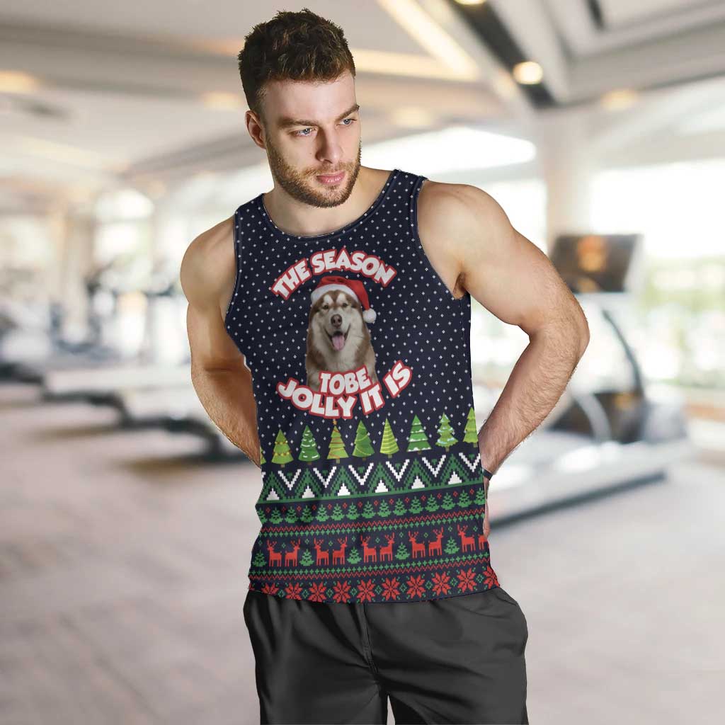 The Season To Be Jolly Siberian Husky Xmas Ball Christmas Men Tank Top Xmas Holiday Patterns - Wonder Print Shop