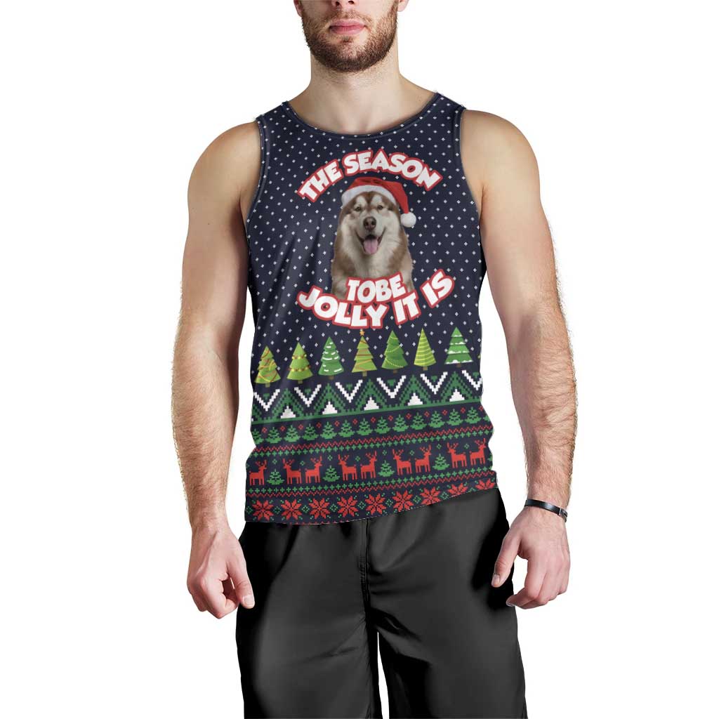 The Season To Be Jolly Siberian Husky Xmas Ball Christmas Men Tank Top Xmas Holiday Patterns - Wonder Print Shop